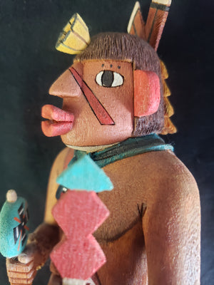 Hopi cross legged kachina carving by Isadore Abeita