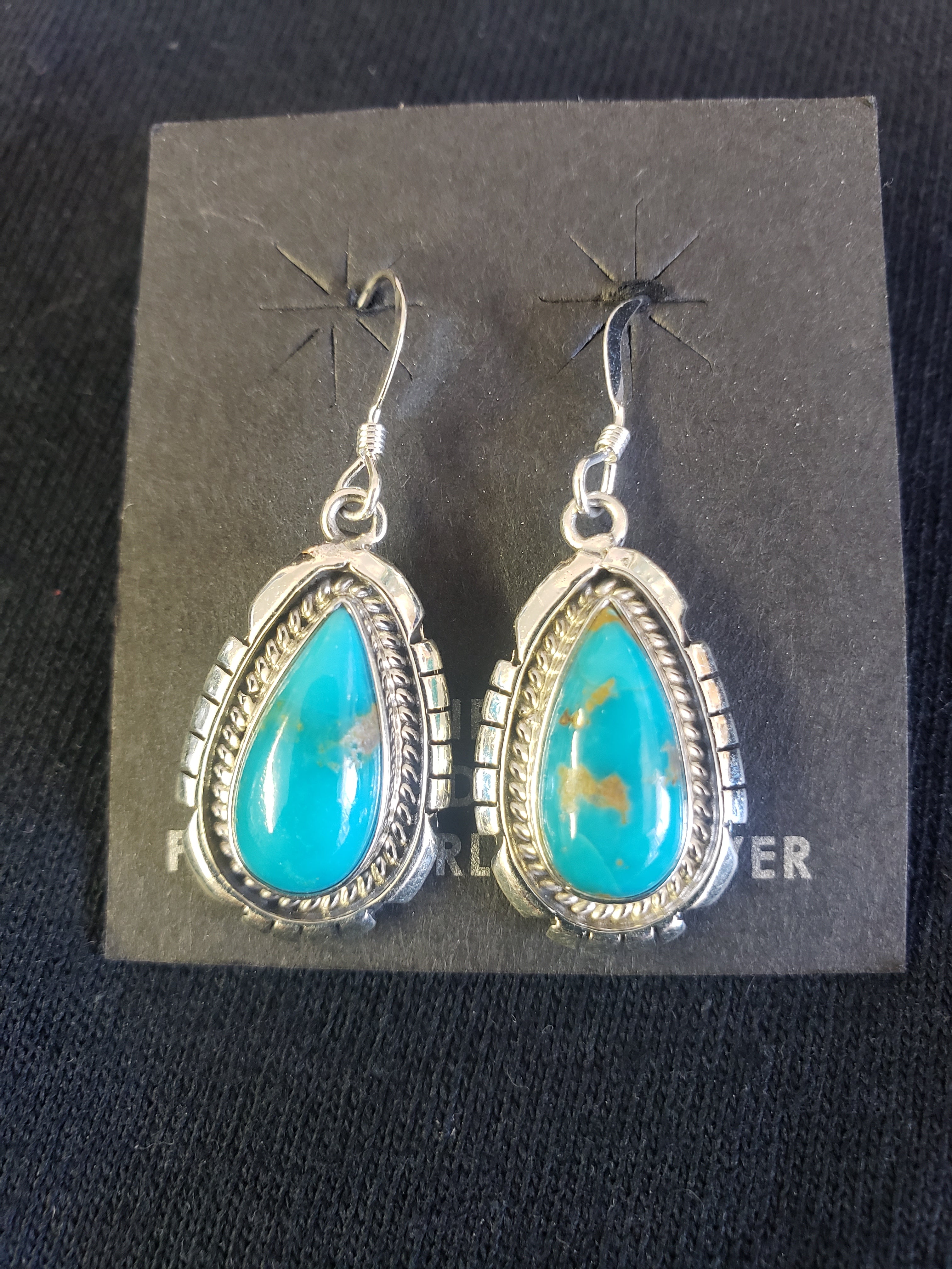 Kingman Turquoise high-grade dangle earrings