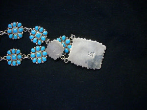 Classic Zuni necklace mint with rich blue turquoise in sterling silver